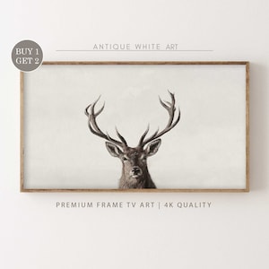 Deer Samsung Frame TV Art, Christmas Frame Tv Art, Holiday Frame Tv Art, Vintage Deer Tv Art, Digital Download Frame TV Art | TV80