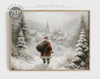 PRINTABLE Vintage Santa Claus Wall Art, Farmhouse Christmas Print, Digital  Download, Festive Holiday Home Decor, Santa Claus Painting W43