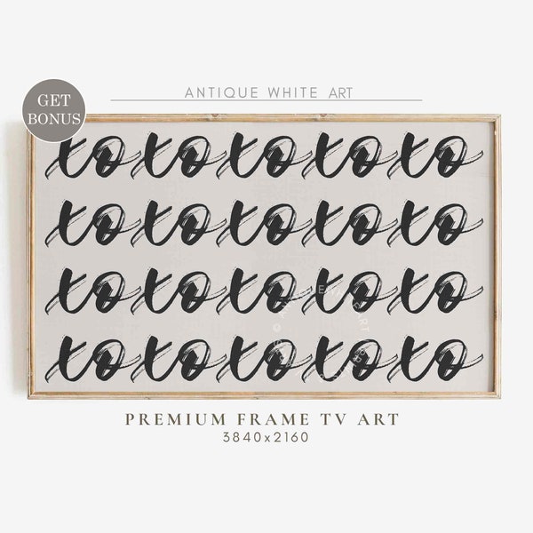 Valentines Frame TV Art, Neutral Painting, Xoxo Saying, Pastel Neutral Tones, Textured Minimalist Digital Download, Samsung Frame TV | TV129