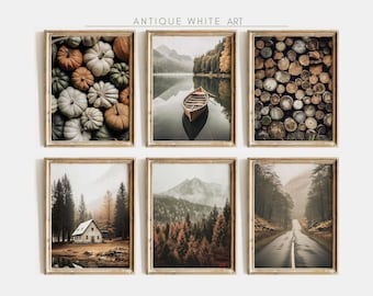 Set of 6 Printable Autumn Gallery Wall Art, Fall Decor Gallery Set of 6, Autumn Farmhouse Landscape Downloadable Art Print | S34