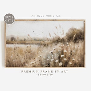 Samsung Frame TV Art, Spring Wildflower Field, Flower Meadow, Warm Tone Landscape, Country Field Painting, Digital Download Frame TV | TV34