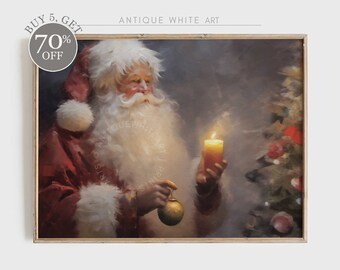 PRINTABLE Vintage Santa Claus Wall Art, Farmhouse Christmas Print, Digital Download, Moody Christmas Decor, Festive Holiday Home Decor |W69