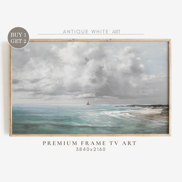 Samsung Frame TV Art, Summer Seascape Painting, Ocean Frame TV 4k, Summer Art for TV, Instant Digital Download| TV49