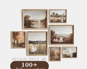 Más de 100 láminas de paisajes vintage con fantasmas, ideales para decorar la pared en Halloween (descarga digital) S36