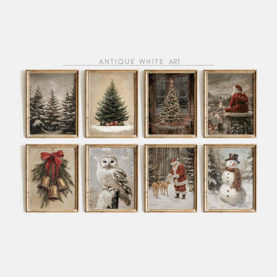 Vintage Christmas Prints: Winter Landscape Gallery Wall Set (digital ...