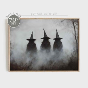 Printable Halloween Witchy Prints, Witch Wall Art, Halloween Rustic Wall Decor, Farmhouse Dark Halloween Painting, Digital Download | A258