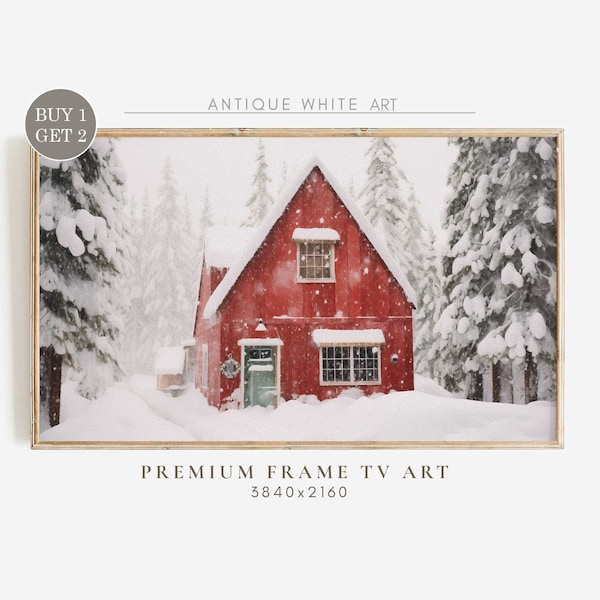 Christmas Frame TV Art, Farmhouse Winter Samsung Frame TV Art, Snowy Landscape Art for Tv, Digital Download, The Frame Tv Art| TV132