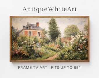 Samsung Frame TV Art, Country Summer TV Art, Muted Tonal Farmhouse Frame TV Art, Cottage Garden Painting, Digital Download | TV612