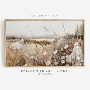 Halloween Samsung Frame TV Art, Wildflower Field, TV Ghost, Vintage Fall landscape, Halloween Frame TV art, Autumn spooky painting art |TV78