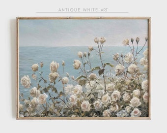 Coastal Printable Wildflower Field Print, Beach House Decor, Floral  Farmhouse Art, Vintage  Summer Flowers Painting, Digital Download |A246