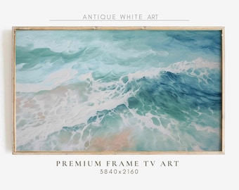 Summer Samsung Frame TV Art, Abstract Ocean Waves Painting, Abstract Seascape, Beach Art For Frame Tv, Instant Digital Download | TV363