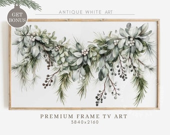 Christmas Frame TV Art, Winter Samsung Frame TV Art, Farmhouse Christmas, Neutral Art for TV, Digital Download, Festive Holiday Decor |TV118