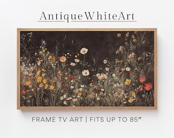 Dark Floral Samsung Frame TV Art, Wildflowers Painting, Dark Botanical Art, Spring Moody TV Art, Screensaver for TV, Digital Download |TV578