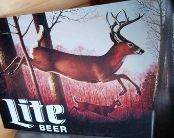 Letrero de cerveza Miller Lite cazando ciervos Pantalla de barra de 24 pulgadas