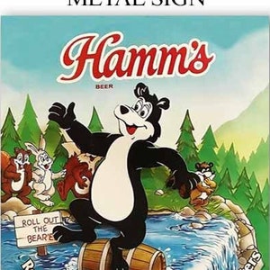 HAMM'S BEER sign bar display large 24in metal sign bear lake bar pub man cave