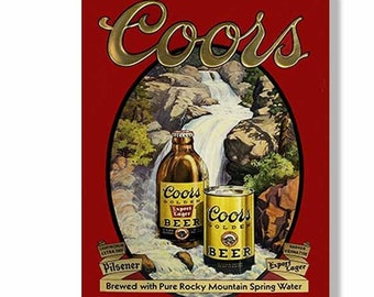 Letrero de cerveza Coors, gran exhibición de metal de 24 pulgadas, cervecería Coors