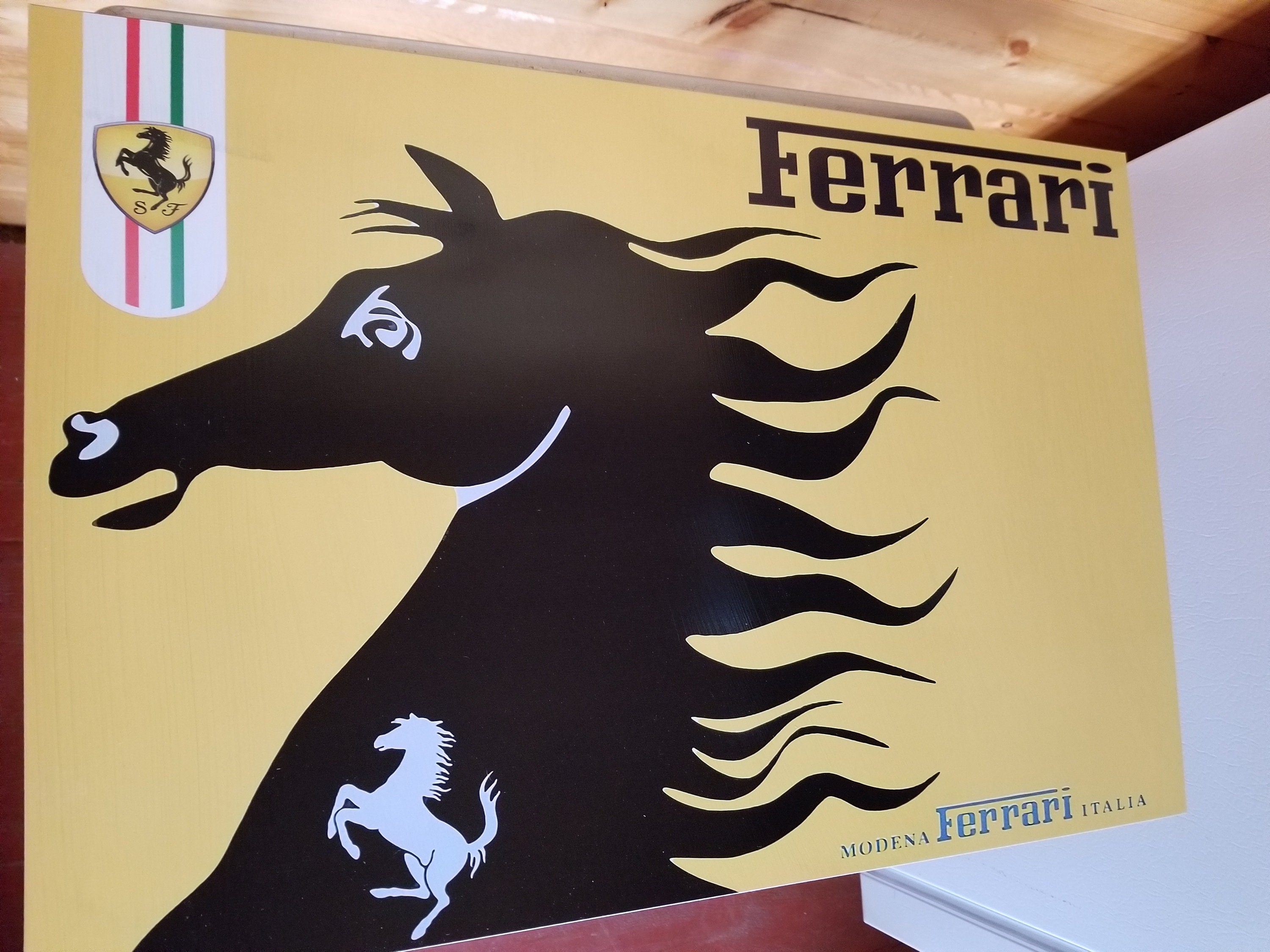 Ferrari Sign Dealer Store Display Large 24in Metal Sign Car Logo Man ...