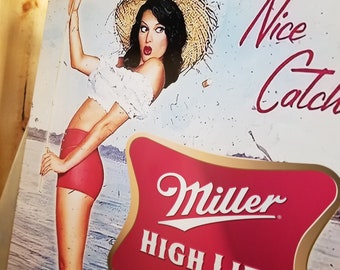 Cerveza Miller High Life, cartel de metal grande de 24 pulgadas, cerveza