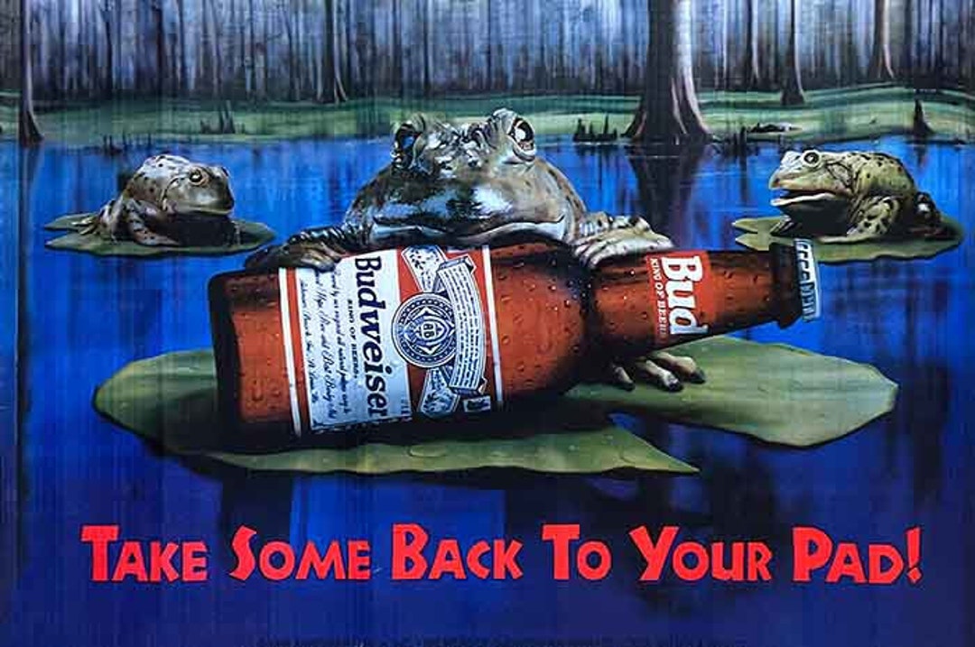 Budweiser Sign Frogs Large 24in Take Some Back to Your Pad - Etsy
