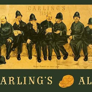 Carlings BREWING Cleveland police beer barroom vintage style large 24in metal sign