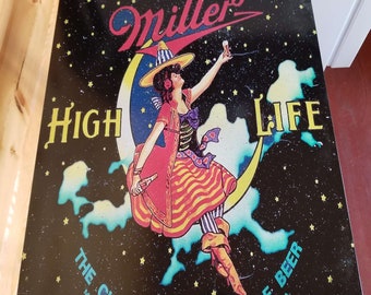 MILLER HI life beer, letrero de metal de 24 pulgadas, bar, pub, hombre, cueva, carteles de cerveza