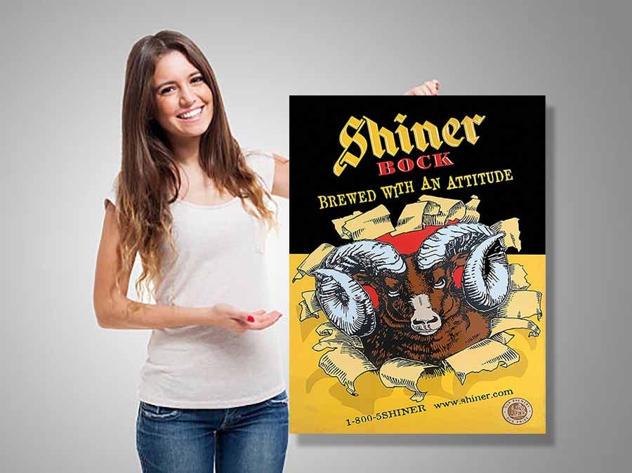 Shiner Bock Beer Ram Texas Sign Large 24in Man Cave Bar