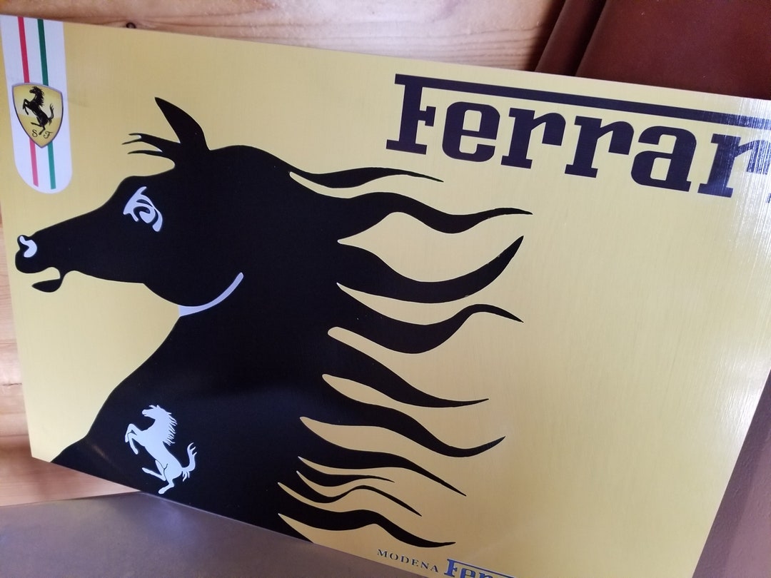 Ferrari Sign Dealer Store Display Large 24in Metal Sign Car Logo Man ...