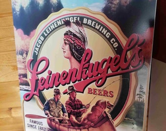 Letrero de cerveza Leinenkugels, exhibición de barra de letrero de metal grande de 24 pulgadas