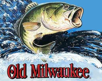Old Milwaukee Beer Fish Sign Schlitz Man Cave Bar Sign Bass