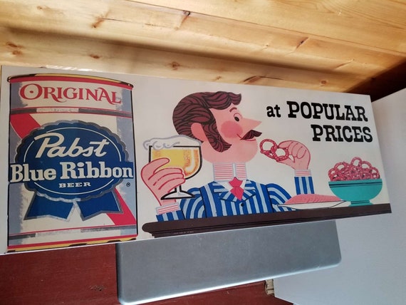 Pabst Blue Ribbon ビール看板 Pabst Blue Ribbon Bar Pub Sign Large 32in Beer Art People - Etsy