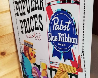 Pabst blue Ribbon sign large 24in beer art people