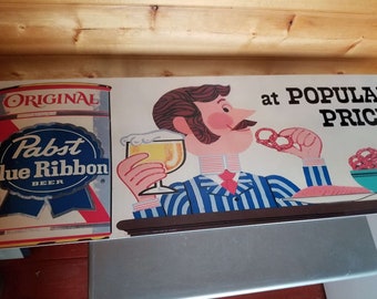 Pabst blue Ribbon bar pub sign large 32in beer art people