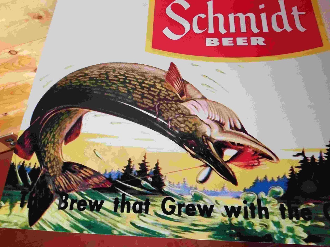 Schmidt Beer Fish Sign Large Musky Fish 24in Metal Sign Etsy