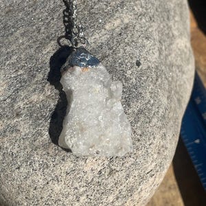 White quartz necklace with crystal inclusions
