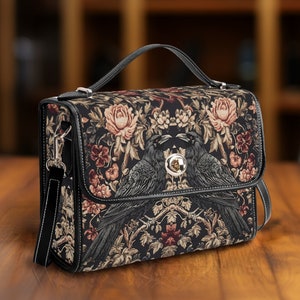 Bolsa Cottagecore Witch Raven, bolsa de corpo cruzada Whimsigoth com carteira, bolsa Dark Crow, bolsa de bruxaria organizada, presente lindo e assustador