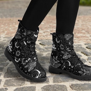 Moth Moon Boots, Galaxy Boots, Celestial Boots Casual Vegan Leather  boots