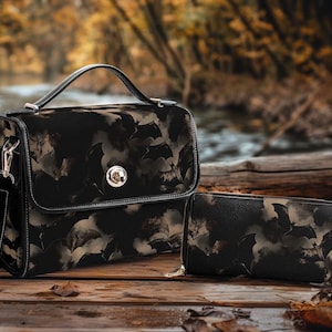 Cadeau sac à main gothique chauve-souris, sac cartable sorcière, portefeuille Cottagecore pour femme, bracelet en cuir végétalien, sac à main, sac bohème, cadeau pour amateur de chauves-souris