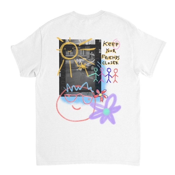 Weißes T-Shirt aus Baumwolle mit Print Friends Grafikdesign