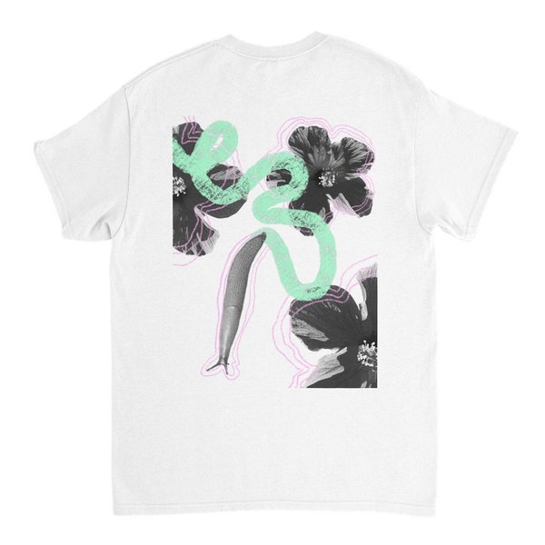 weißes t-shirt aus baumwolle mit druck schnecke und blumen grafikdesign