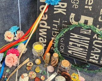 Beltane Altar Set Featuring a Mini Maypole Kit - Celebrate the Sabbat with Symbols of the Season!