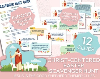 Christ-Centered Easter Scavenger Hunt, Jesus the Good Shepherd Clues (Digital Download)