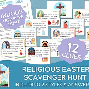 Religious Easter Scavenger Hunt Christian Easter Treasure Hunt Clue Cards All Ages Christ-Centered Easter Sunday Holy Week Easter Basket image 1
