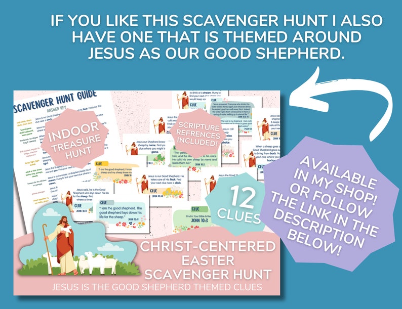 Religious Easter Scavenger Hunt Christian Easter Treasure Hunt Clue Cards All Ages Christ-Centered Easter Sunday Holy Week Easter Basket image 8