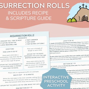Rolos de Ressurreição Receita de Páscoa e Guia de Escrituras, Atividade Religiosa Cristã de Páscoa, Rolos de Tumba Vazia, Páscoa Bíblica Centrada em Cristo