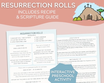 Resurrection Rolls Recept- en Schriftgids, christelijke paasactiviteit (digitale download)