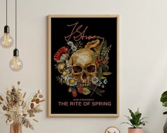 Stravinsky Rite of Spring Skull Art Print: Botanical Music Poster (Digital Download)