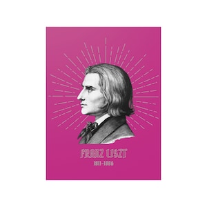 Pink Franz Liszt Portrait Poster: Classical Composer Art
