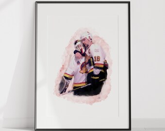 Kirk McLean Trevor Linden Vancouver Hockey Iconic Stanley Cup Digital Print PDF Printable Artwork Wall Art Downloadable Watercolor Painting