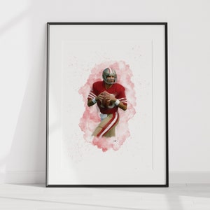 Joe Montana San Francisco 49ers American Football. Digital Art Print. Printable Painting