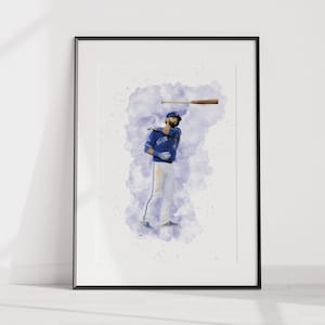 Jose Bautista Bat Flip Toronto Baseball Digital Print PDF Printable Artwork Wall Art Downloadable Watercolor Painting Instant Wall Decor